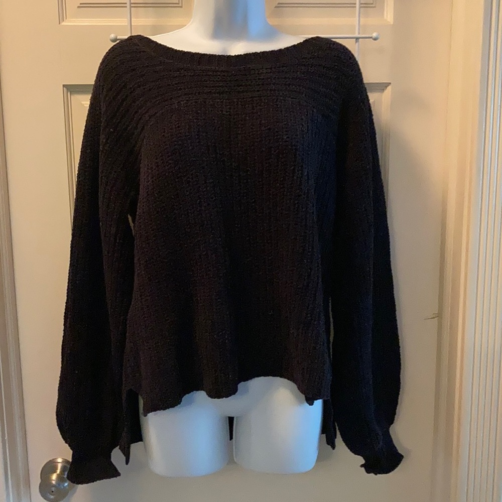 Free people black knit high low sweater